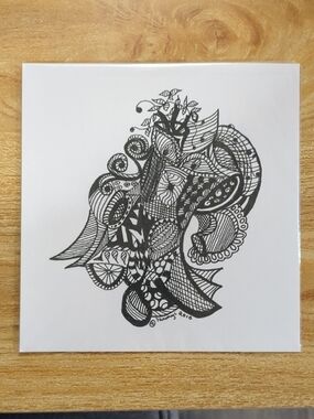 Black Abstract Hand-Drawn Line Art Print by Local Artist